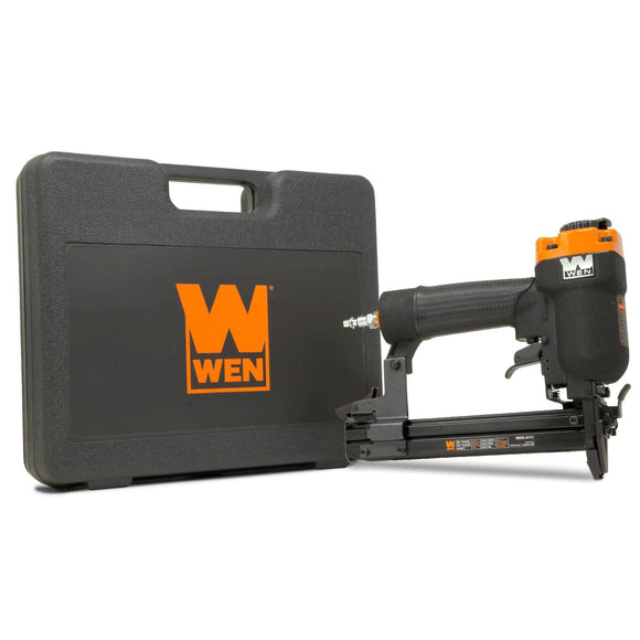 WEN 61711 - Grapadora neumática de corona estrecha de calibre 18 de 3/8 de pulgada a 1 pulgada, alimentada por aire de 1/4 pulgadas, color negro