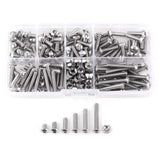 Tornillos de Cabeza Hueca 170 Piezas de Acero Inoxidable M4 SS304 Tornillos de Cabeza Hueca Hexagonal Tornillos y Tuercas Conjunto Surtido Con Estuche de Almacenamiento Para Electrodomésticos de Ofic