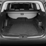 Amazon Basics - Alfombrillas de PVC resistentes de 4 piezas con forro de carga y parte trasera, ribete impermeable para adaptarse a alfombrillas de coche, color negro