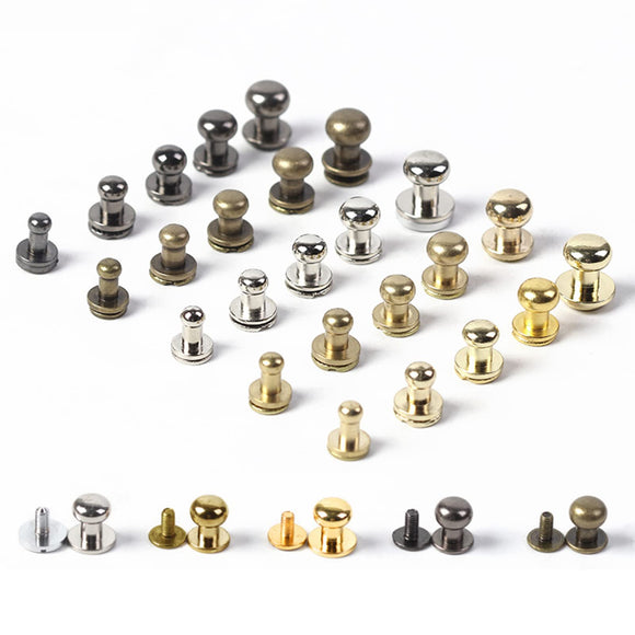 WUTA 20 juegos de tornillos Chicago de latón macizo, cabeza redonda, botón ranurado, remaches de piel, cinturón de manualidades, cinturón para manualidades, cinturón de piel, portafolios, decoración de bolso (10 x 8 mm, latón)