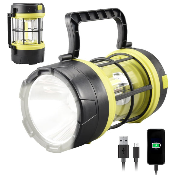 Linterna de Cámping Recargable,Linterna LED solar de emergencia para Camping, 4 modos de iluminación Con cable USB，Iluminación de gran área de 360° para pescar, acampar y hacer senderismo