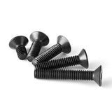Tornillos de cabeza plana M4 x 8 mm, 12 mm, 16 mm, 20 mm, 25 mm, tornillos avellanados, acero de aleación de grado 10.9, acabado de óxido negro, unidad hexagonal Allen, métrico totalmente roscado, kit