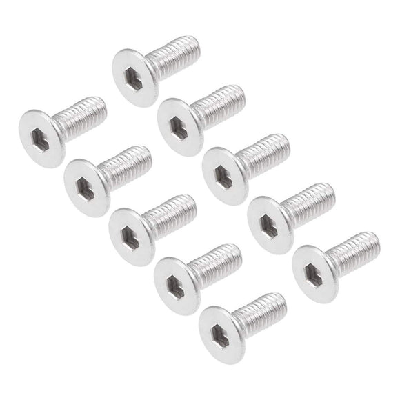 50 tornillos de cabeza plana M3-0,5 x 8 mm, acero inoxidable 18-8 (304), acabado brillante, llave Allen, tornillos de máquina hexagonales interiores