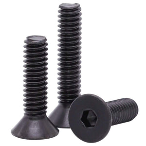 Tornillos de cabeza avellanada plana de 1/4-20 x 3/4 pulgadas (50 piezas) de 1/4-20 x 3/4 pulgadas, acero de aleación de grado 10.9, acabado de óxido negro, unidad de enchufe hexagonal Allen, rosca