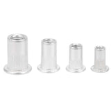Tuercas remachables, 200 piezas Kit surtido de tuercas remachables, tuercas de inserción roscadas de cabeza plana de aluminio, juego de combinación M3/M4/M5/M6 de grano vertical empaquetado,Tuerca