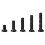 Tornillos de cabeza plana M4 x 8 mm, 12 mm, 16 mm, 20 mm, 25 mm, tornillos avellanados, acero de aleación de grado 10.9, acabado de óxido negro, unidad hexagonal Allen, métrico totalmente roscado, kit