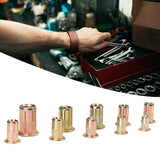 Longzhuo 300PCS Tuerca de remache, kit de tuercas de remache métricas de acero al carbono,tuercas de remache de acero al carbono con cabeza plana roscada