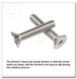 20 tornillos de cabeza plana M6 x 28 mm, unidad de enchufe Allen, acero inoxidable 18-8 (304), rosca completa, acabado brillante