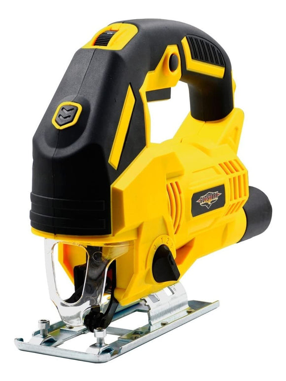 RACK & PACK Sierra Caladora de 710 W de Potencia 6 Velocidades Cortadora de Madera con 4 Seguetas 3000 RPM Cortador de 3 ajustes con Selector de Movimiento Pendular de Tres Niveles Luz LED y Angulo de Corte 45°