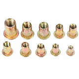Kit Surtido de Tuercas de Remache de Acero Al Carbono de 300 Uds., Métrico de Superficie Chapado en Zinc de Color, Kit Ensamblado en Pulgadas