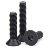 M6-1 tornillos de cabeza plana de 30 mm, acero de aleación de grado 10.9, DIN 7991, unidad de enchufe Allen, acabado de óxido negro, rosca de máquina, pernos avellanados, cantidad de rosca completa 60