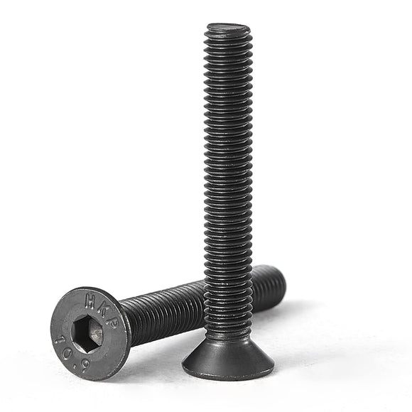 NIULUNBAO M5-0.8 x 40 mm, tornillos hexagonales de cabeza plana, acero de aleación grado 10.9, óxido negro, Allen Hex Socket 3 mm, 50 unidades
