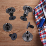 Remaches De Tornillo, 20 Juegos De Tornillos De Bolsa De Remaches, Tornillos Chicago De Cabeza Plana De Latón Negros, Perno De Metal Para Cinturón Plano, Kit De Remaches De Cuero(5mm)