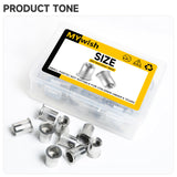 Mywish - 100 tuercas de remache #10-24, tuercas de acero inoxidable 304 con cabeza plana moleteada para cuerpo RIV, inserciones roscadas para madera y metal, tuercas de tornillo, remaches, kit de