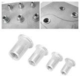 Tuercas remachables, 200 piezas Kit surtido de tuercas remachables, tuercas de inserción roscadas de cabeza plana de aluminio, juego de combinación M3/M4/M5/M6 de grano vertical empaquetado,Tuerca