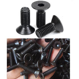 HanTof - 50 tornillos de cabeza avellanada plana de 1/4-20 x (1/2" a 1-1/2") con llave hexagonal, acero de aleación de grado 10.9, acabado de óxido negro, unidad de enchufe hexagonal Allen, rosca