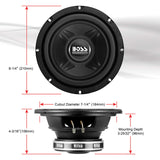 Boss Audio Systems - Subwoofer Boss Audio CXX8 Chaos Extreme de 8 pulgadas y 600 vatios con bobina de voz única