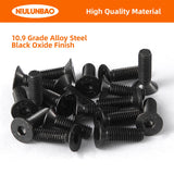 NIULUNBAO, Tornillos Hexagonales de Cabeza Plana, M6-1.0 x 60 mm, 25 Unidades, Negro, Acero Aleado Grado 10.9, Óxido Negro, Allen Hex Socket de 4 mm, Métrico Totalmente Roscado