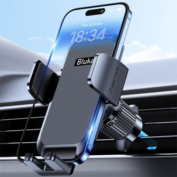 Blukar Soporte Celular Auto, Porta Celular Automóvil del Aire Ventilación con 2023 Upgraded Clip Estable, 360° Rotación, Liberación de un Botón, Soporte Movil Coche para Dispositivo de 4.0''-7.0''