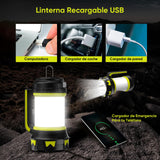 RUAKIVA Linternas Eléctricas para Acampar,Linterna Recargable para Acampar,Linterna Brillante LED de 6 Modos,Linterna de Supervivencia de Emergencia para Exteriores,Incluido Cable USB