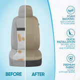BDK PolyPro - Juego Completo de Fundas para Asiento de Auto, en Color Beige, Fundas para Asiento de Banco Dividido Delantero y Trasero, fácil de Instalar, para automóviles, Camiones, Furgonetas, SUV.