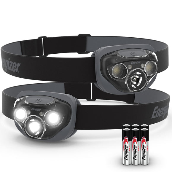 Energizer LED Headlamp PRO (2-Pack), IPX4 Water Resistant Headlamps, High-Performance Head Light for Outdoors, Camping, Running, Storm, Survival LED Light for Emergencies (Batteries Included)