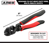 ARES 70664 - Mini cortador de pernos de 8 pulgadas, construcción de acero chapado en cromo Moly y bordes de corte endurecidos por inducción, diseñado para corte de alambre resistente, pernos, clavos y