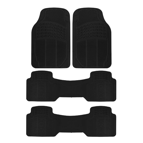 BDK 783-3Row ProLiner - Alfombrillas de Goma para Coche SUV Van (para vehículos de 3 Filas), 4 Unidades, protección contra Todo Tipo de Clima, Ajuste Universal, Negro