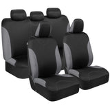 BDK carbón Borde Negro Completo de Fundas de Asiento de Coche Set de - Elegante y Elegante - Split Opción Banco 5 reposacabezas Delantera y Trasera Banco