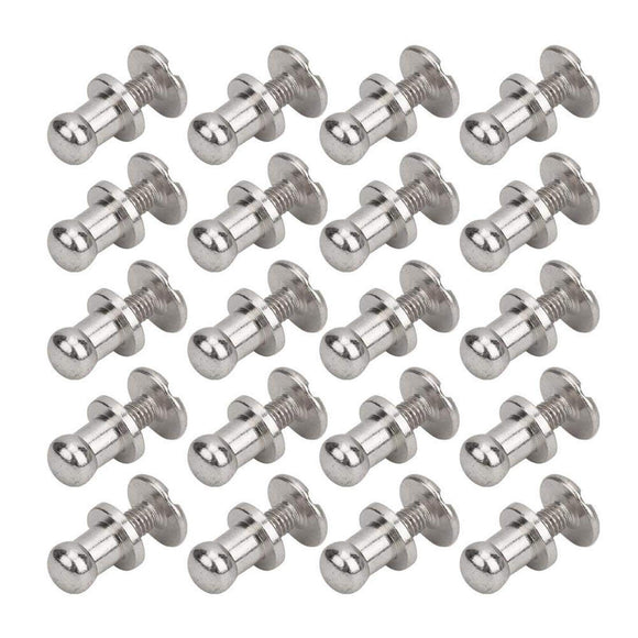 Garosa 20 Juegos de Tornillos de Remache de 7x5mm, Remache de Clavo de Tornillo de Cobre, Cabeza Redonda, Punto, Tornillo para cinturón de Cuero(Plata)