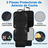 ADILIKADII Protector de Asiento de Coche 2Pzs, Funda Protectora para Silla de Coche Infantil con Bolsa de Almacenamiento, Tela 600D Antideslizante Fácil de Limpiar Impermeable para SUV Sedán Automovil