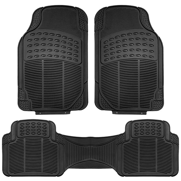 AI-PIKA Alfombrillas Delanteras y traseras de Goma Resistentes/Alfombrilla de Coche para Coche/SUV/Furgoneta/camión, protección contra Todo Tipo de Clima, 3 Unidades, Color Negro