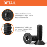 NIULUNBAO, Tornillos Hexagonales de Cabeza Plana, M6-1.0 x 60 mm, 25 Unidades, Negro, Acero Aleado Grado 10.9, Óxido Negro, Allen Hex Socket de 4 mm, Métrico Totalmente Roscado