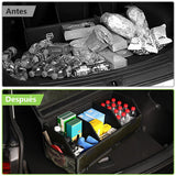 ADILIKADII Organizador de Maletero de Coche, Organizador de Cajuela Impermeable Plegable con Tapa 3 Compartimentos Correa Ajustable, Caja de Almacenamiento Gadgets para Automovil Camión Vehículo SUV