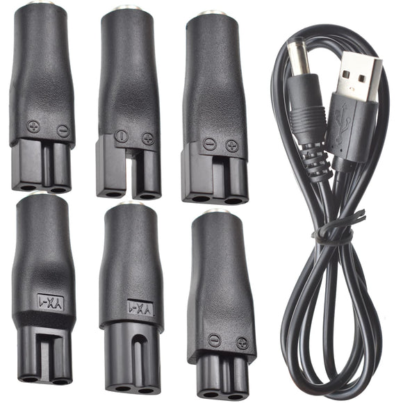 7 cables de alimentación de 5 V, cargador USB de repuesto, apto para la mayoría de los tipos de cortapelos eléctricos