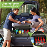ADILIKADII Organizador de Maletero de Coche, Organizador de Cajuela Impermeable Plegable con Tapa 3 Compartimentos Correa Ajustable, Caja de Almacenamiento Gadgets para Automovil Camión Vehículo SUV