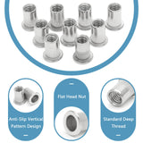 Qjaiune - 50 tuercas de remache roscadas de acero inoxidable M6, remaches de cabeza plana M6-1,0 mm, tornillos de tuerca moleteados, tuerca ciega