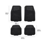 Amazon Basics Alfombrillas de PVC de goma sintética, resistentes, universales, de lujo, molduras para todos los climas, se adapta al 95 % de coches, SUV, sedanes y camiones, 4 piezas, negro liso