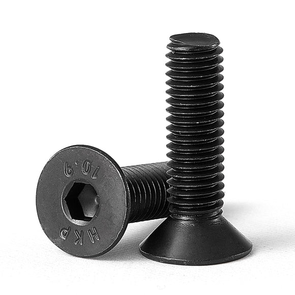 NIULUNBAO, Tornillos Hexagonales de Cabeza Plana, M6-1.0 x 60 mm, 25 Unidades, Negro, Acero Aleado Grado 10.9, Óxido Negro, Allen Hex Socket de 4 mm, Métrico Totalmente Roscado