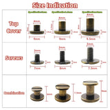 20 juegos 5 mm 6,5 mm 8 mm Kit surtido de latón Tornillo Postes de metal Botón de remache de clavo para bricolaje Decoración de cuero Encuadernación Ranurado Tornillo de cabeza plana (5 mm)