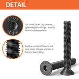 NIULUNBAO M5-0.8 x 40 mm, tornillos hexagonales de cabeza plana, acero de aleación grado 10.9, óxido negro, Allen Hex Socket 3 mm, 50 unidades