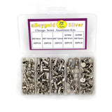 ALLOYGOLD - Juego de 75 tornillos Chicago plateados de 1/4 3/8 1/2 de piel, kit surtido de 3 tamaños de remaches de tornillo para remache de piel para manualidades de piel y encuadernación (M5 x 6, 10, 12)