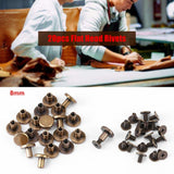 20Pcs Remaches de cuero planos Tornillos de fijación de Chicago Postes Kit de surtido para álbumes de fotos Álbumes de fotos Reparación de cuero(8mm)