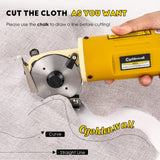 CGOLDENWALL Corta Telas Eléctrico Giratorio, Tijeras Eléctricas para Telas de Múltiples Capas con 1" de Espesor de Corte, para Telas, Cuero y Alfombras, Viene con Cuchillas de Repuesto 110V