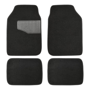 Amazon Basics - Alfombrillas de goma de ajuste universal para coche, SUV, furgonetas y camiones, 4 piezas, negro, 63 x 45 cm (largo x ancho, delantero), 34 x 45 cm (largo x ancho, trasero)