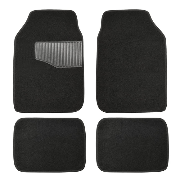 Amazon Basics - Alfombrillas de goma de ajuste universal para coche, SUV, furgonetas y camiones, 4 piezas, negro, 63 x 45 cm (largo x ancho, delantero), 34 x 45 cm (largo x ancho, trasero)
