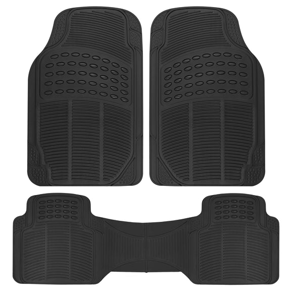 BDK Original ProLiner - Tapetes de Goma Resistentes Delanteros y Traseros para Coche, SUV, Furgoneta, camión, Color Negro, 3 Piezas, protección para Todo Tipo de Clima con diseño de Ajuste Universal