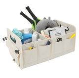 AOKJOY Organizador de maletero de coche, organizador de almacenamiento plegable con múltiples compartimentos, correas ajustables para SUV (beige)