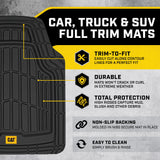 Alfombrillas de goma Cat para todo tipo de clima, para coche, camión, SUV y furgoneta, protección total, ribete duradero para adaptarse a revestimientos resistentes, sin olor, negro, número de modelo: CAMT-1004-BK
