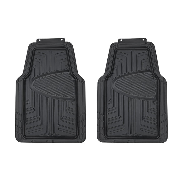 Amazon Basics - Tapete de goma premium de 2 piezas para coches, SUV y camiones, protección para todo tipo de clima, ajuste universal, color negro